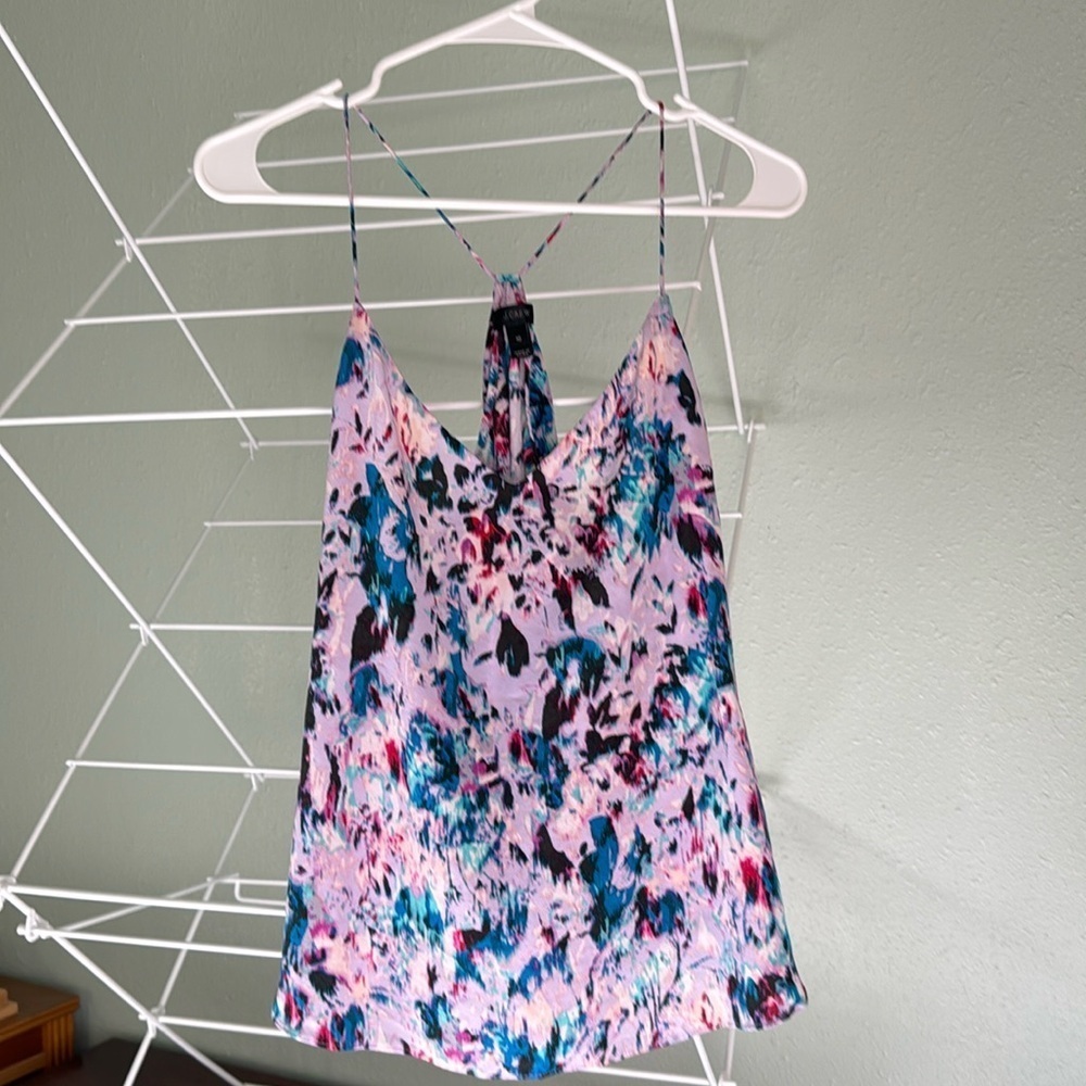 J. Crew Watercolor Abstract Floral Camisole Tank Top size 10 (RP7) - Picture 1 of 5